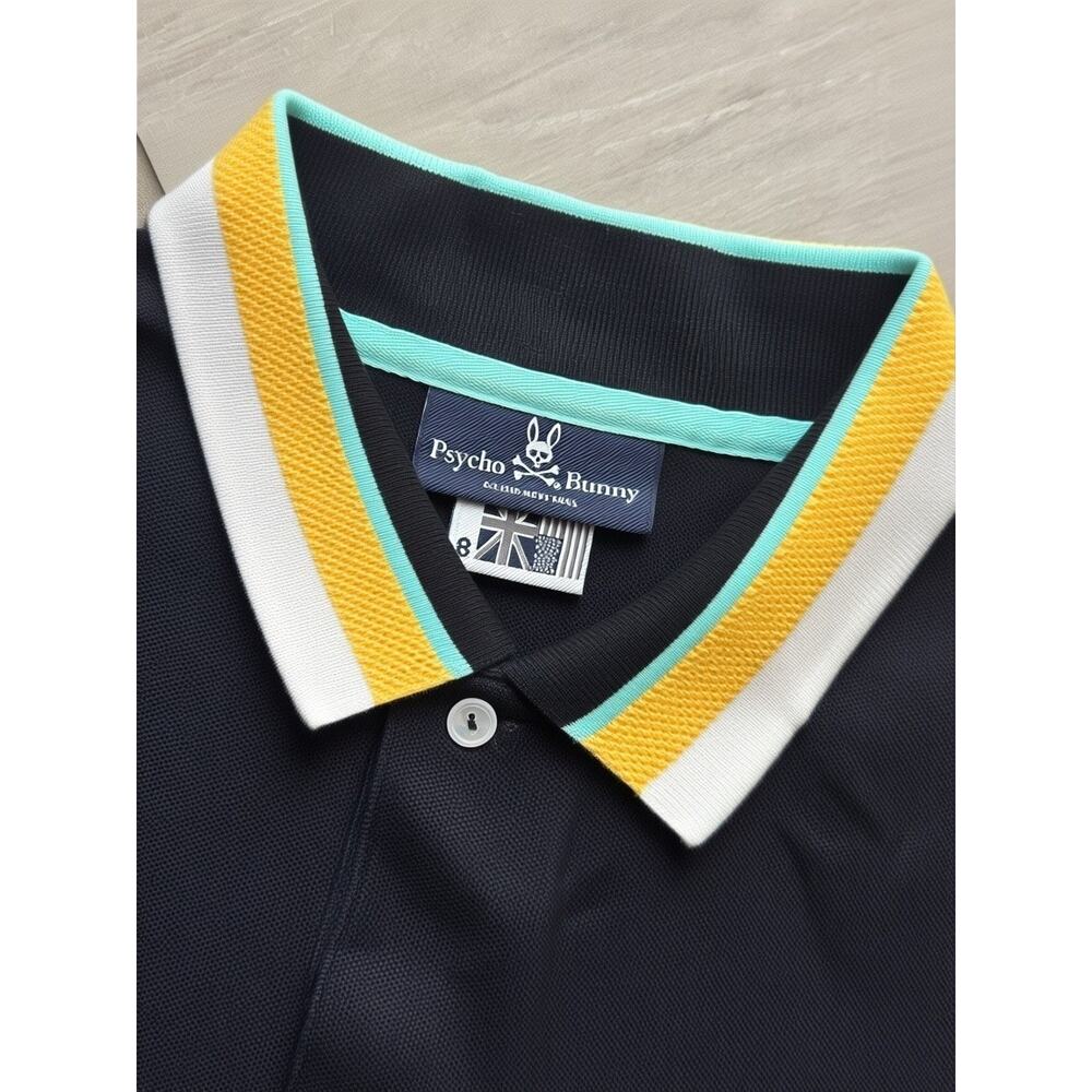 Psycho Bunny Oliver Black Neon Tipped Polo Shirt Mens Size 8(2XL) - Picture 6 of 6
